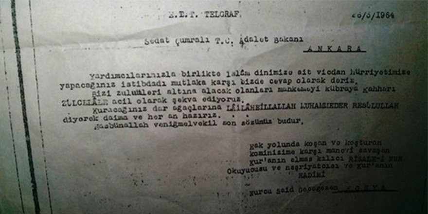 Darbeci generale gönderilen ‘ebedi Nurcu’ telgrafı