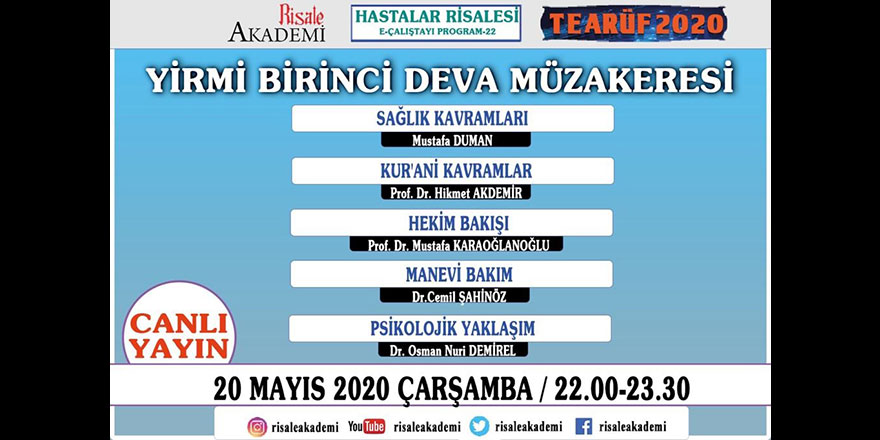 Hastalar Risalesi Çalıştayı 21. Deva müzakereleri