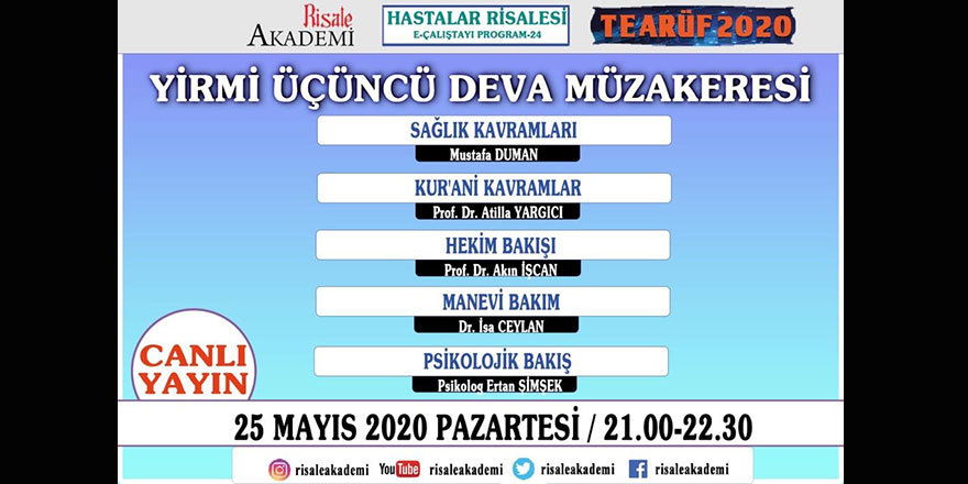 Hastalar Risalesi Çalıştayı 23. Deva müzakereleri