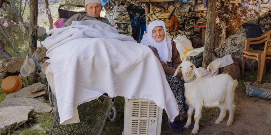 88 yaşındaki Emine anne 90 yaşındaki felçli eşine sevgiyle bakıyor