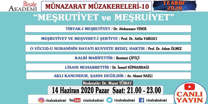 Münazarat Müzakereleri'nin 10. programı canlı yayınlanacak