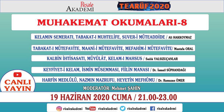 Muhakemat Okumaları'nın sekizincisi canlı yayında