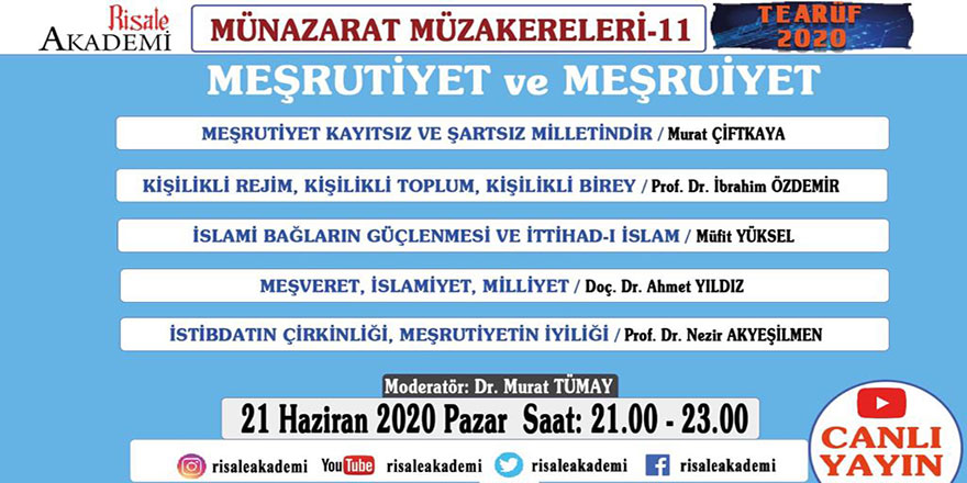 Münazarat Müzakereleri'nin 11. programı canlı yayınlanacak