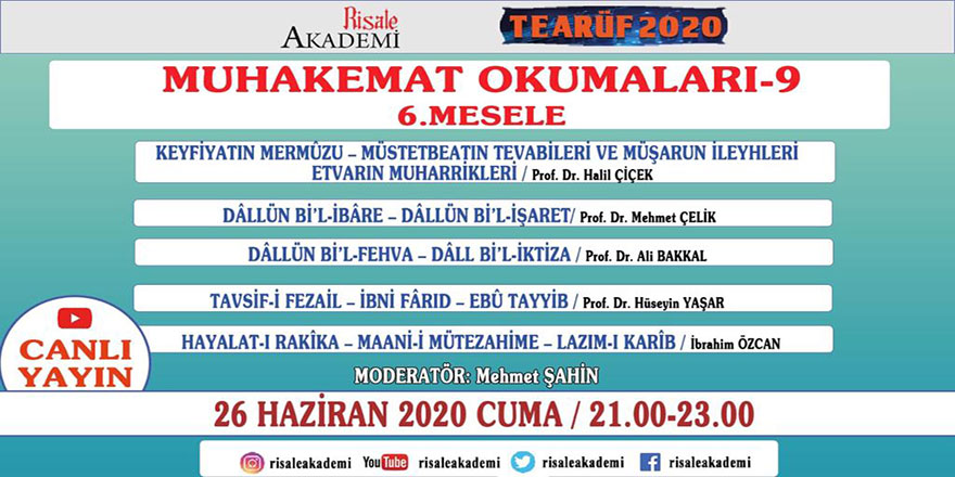 Muhakemat Okumaları'nın dokuzuncusu canlı yayında