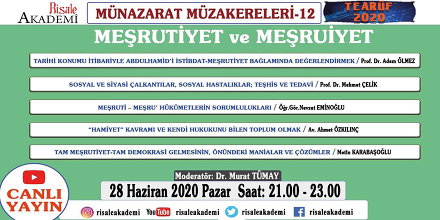 Münazarat Müzakereleri'nin 12. programı canlı yayınlanacak