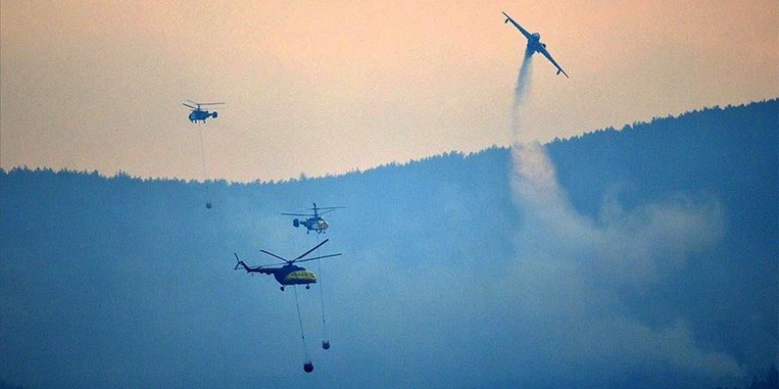 Gelibolu'daki orman yangınında havadan müdahale tekrardan başladı