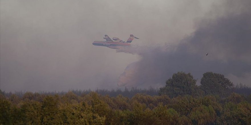 Edirne'de orman yangınına havadan müdahale ediliyor