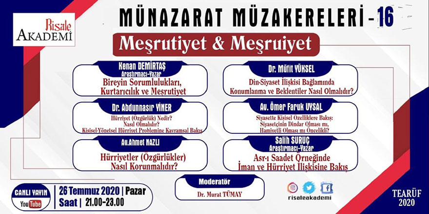 Münazarat Müzakereleri'nin 16. programı canlı yayınlanacak