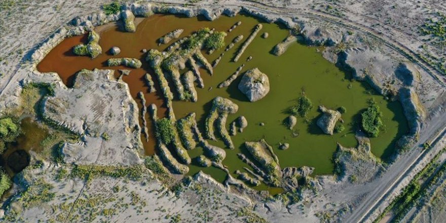 Ağrı Dağı eteklerindeki renkli sulak alanlar güzel görüntüler sunuyor