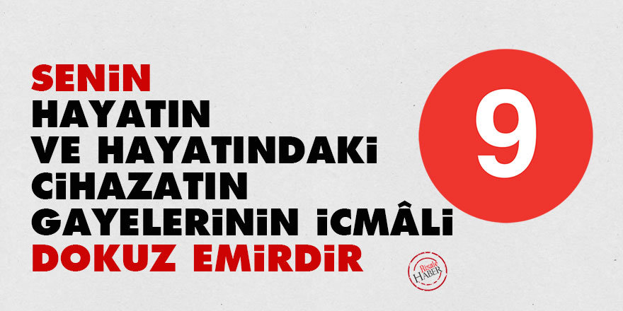 Bediüzzaman: Senin hayatın ve hayatındaki cihazatın gayelerinin icmâli dokuz emirdir