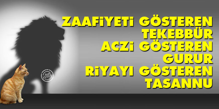 Bediüzzaman: Zaafiyeti gösteren tekebbür, aczi gösteren gurur, riyayı gösteren tasannu