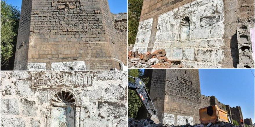 Kaçak yapılardan arındırılan tarihi burçta kitabe ve nişler ortaya çıktı