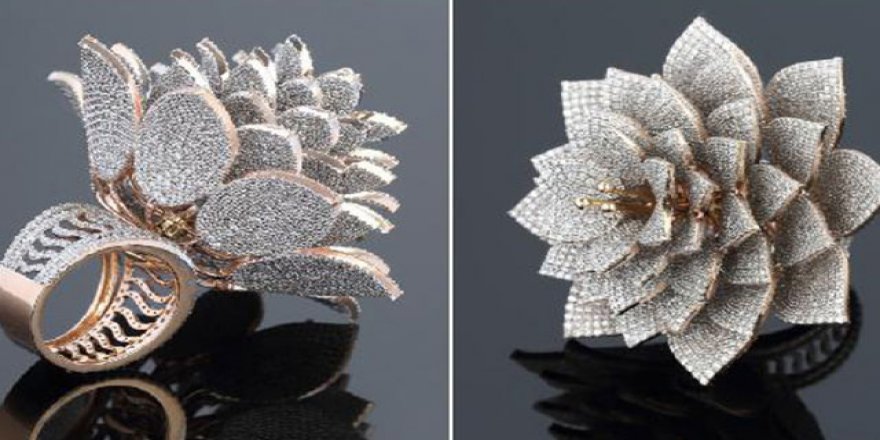 Üzerinde 7 bin 801 pırlanta bulunan yüzük rekorlar kitabına girdi