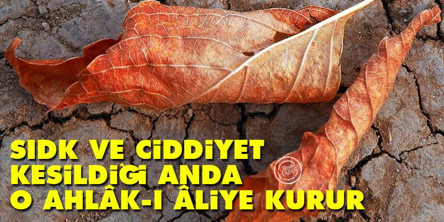 Bediüzzaman: Sıdk ve ciddiyet kesildiği anda, o ahlâk-ı âliye kurur