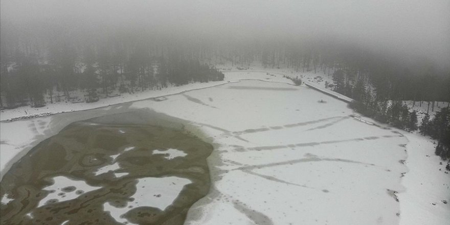 Köyceğiz'deki Gökçeova Göleti buz tuttu
