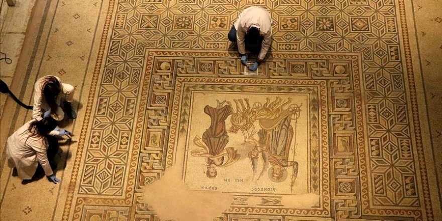 Zeugma Mozaik Müzesi'ndeki eserler 'cerrah' hassasiyetiyle temizlenerek geleceğe aktarılıyor