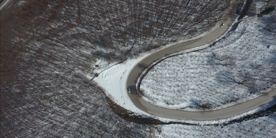 Bolu Dağı'nda kar güzel görüntüler oluşturdu