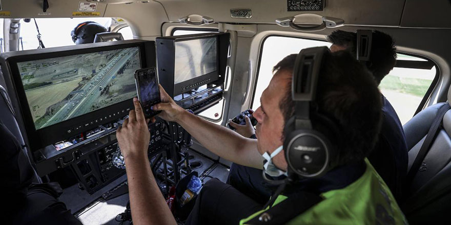 Bayram tatili sonrası dönüş trafiği havadan ve karadan denetlendi