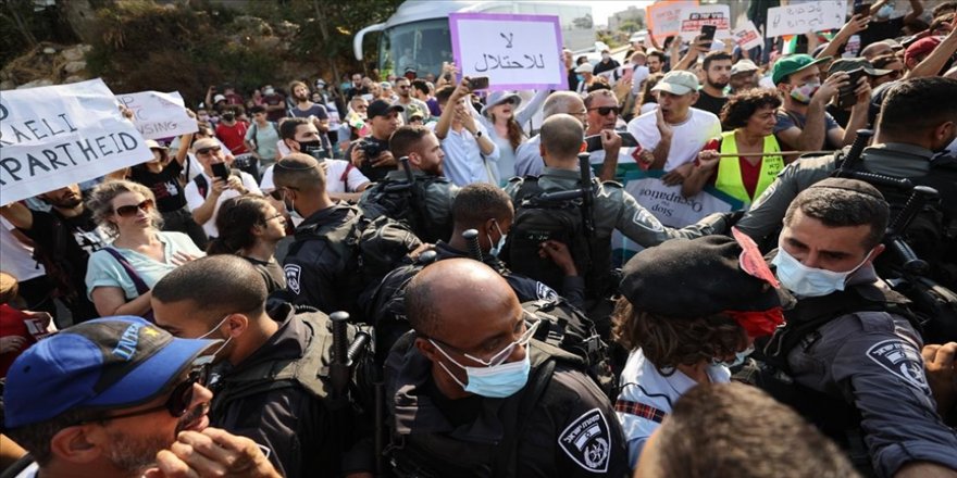 Evlerinden çıkarılmak istenen Filistinliler'e destek için Kudüs'te buluştular