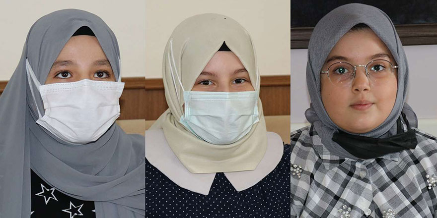 Maşallah! 11 yaşındaki 3 kız çocuğu 150 günde hafız oldu