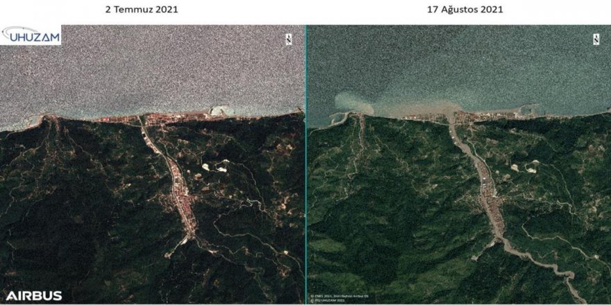 81 kişinin öldüğü sel felaketi uydudan böyle göründü