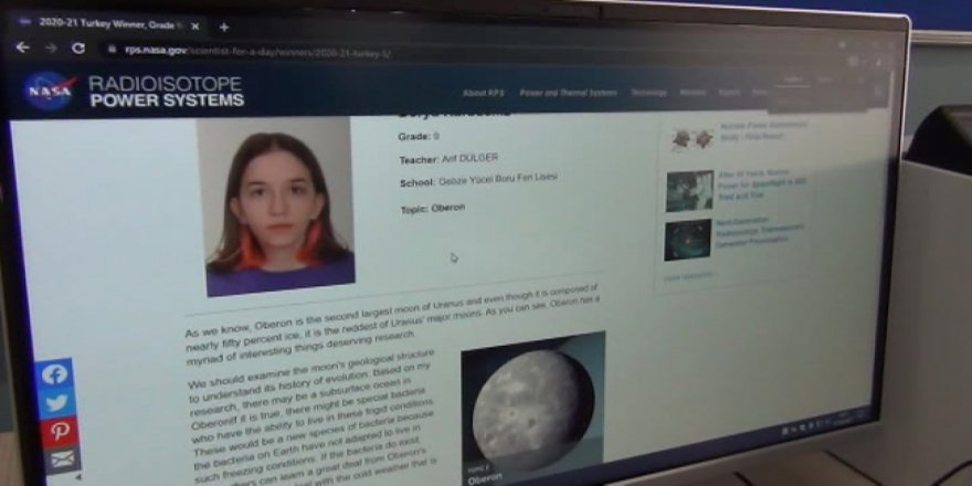 Türk lise öğrencisinin makalesi NASA’nın web sitesinde yayınlandı