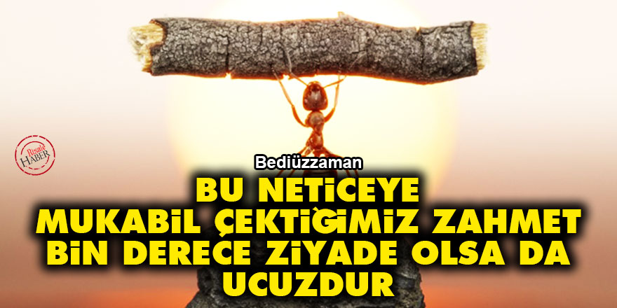 Bediüzzaman: Bu neticeye mukabil çektiğimiz zahmet bin derece ziyade olsa da ucuzdur