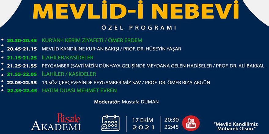 Mevlid-i Nebevi Özel Programı