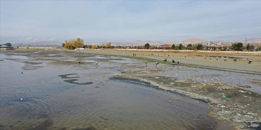 Van Gölü kıyısından 40 ton çöp toplandı