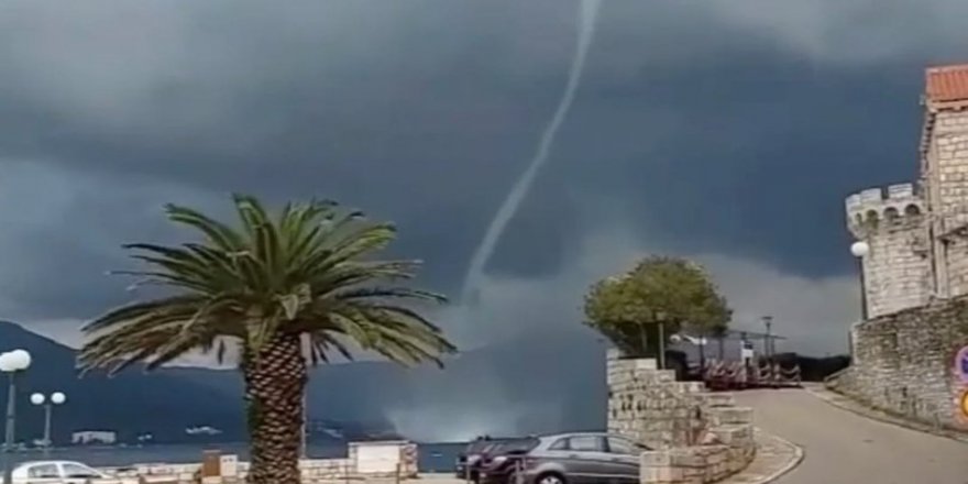 Hırvatistan'da panikleten su hortumu