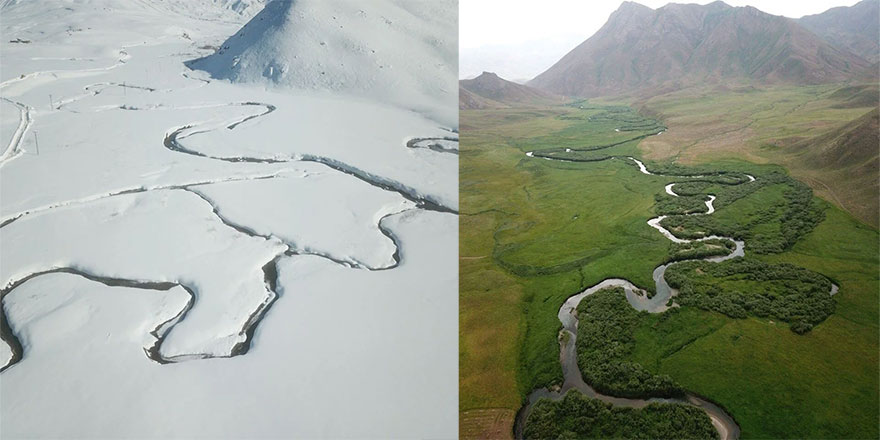 Şırnak’ta yaz ve kış aylarında çekilen menderesler göz kamaştırdı