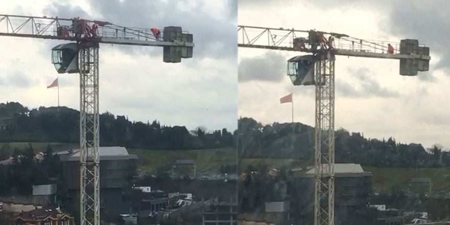 Ezan okundu, vinci kıbleye çevirdi, 60 metre yüksekte namaz kıldı