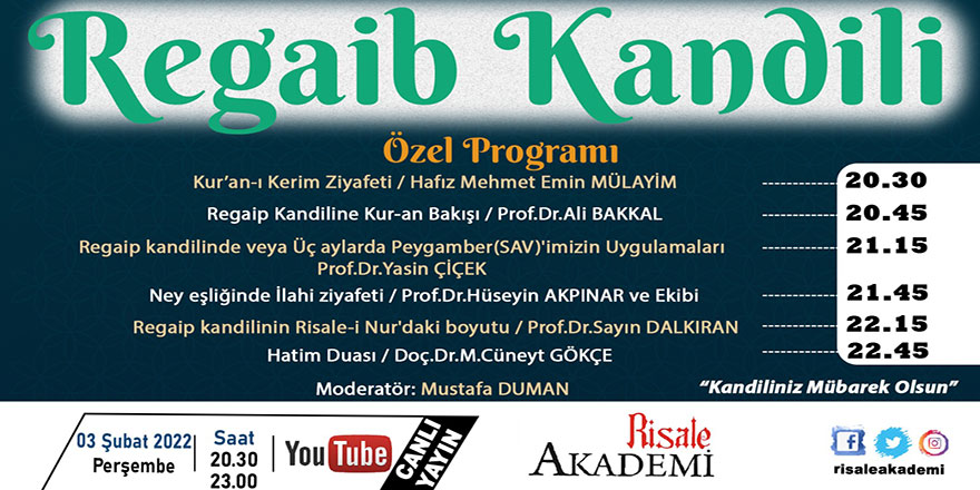 Regaip Kandili Özel programı