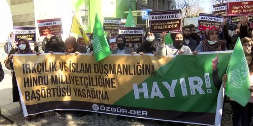 İstanbul'da başörtüsünü yasaklayan Hindistan'a protesto