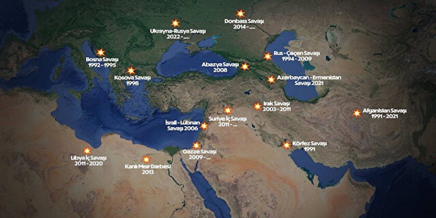 Türkiye'nin etrafında son 30 yılda meydana gelen savaşlar