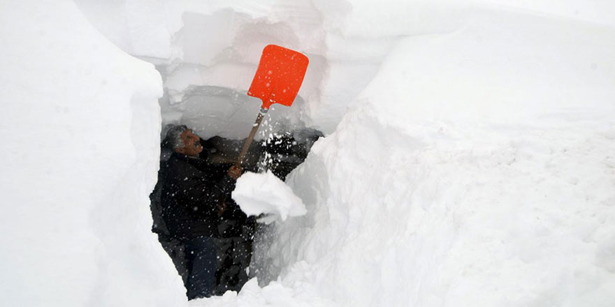 Muş'un köyünde evler, arabalar iki metre yağan karın altında kaldı