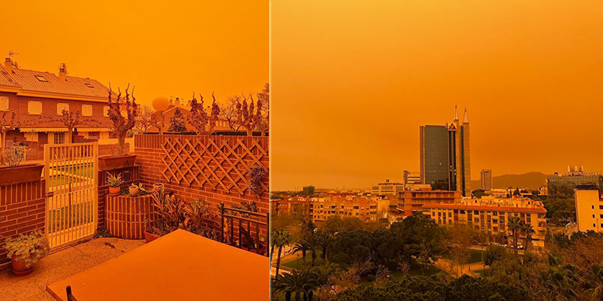 İspanya'da gökyüzü bir anda turuncuya döndü