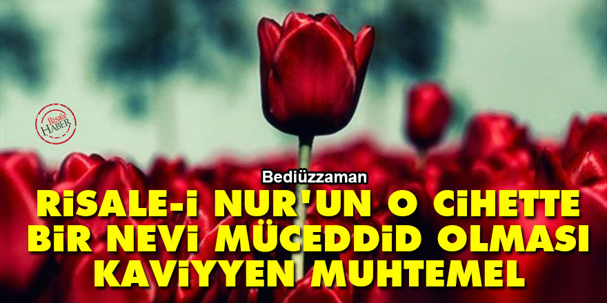 Bediüzzaman: Risale-i Nur'un o cihette bir nevi müceddid olması kaviyyen muhtemel