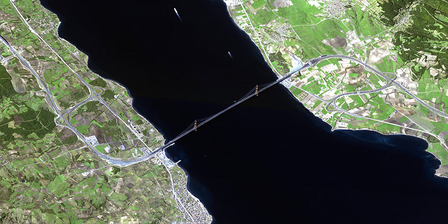 1915 Çanakkale Köprüsü uydudan böyle görüntülendi