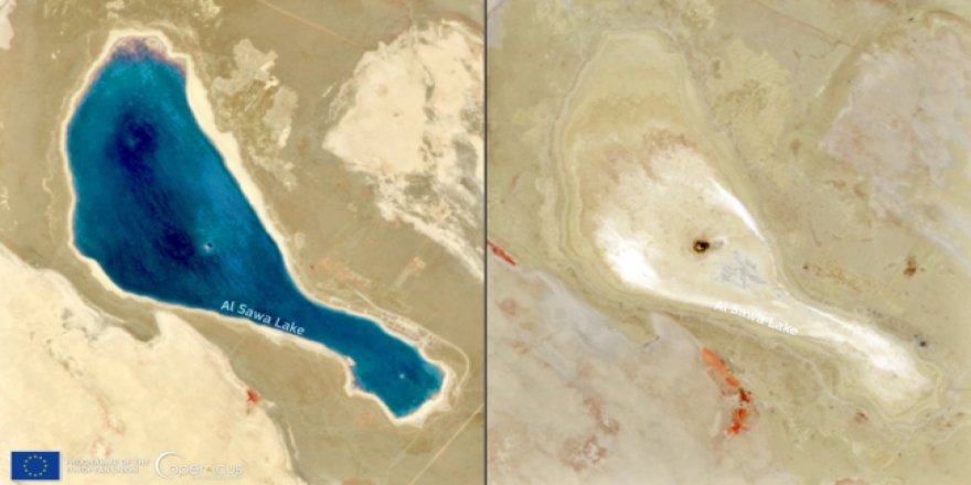 Kuruyan Sava Gölü uzaydan böyle görüntülendi