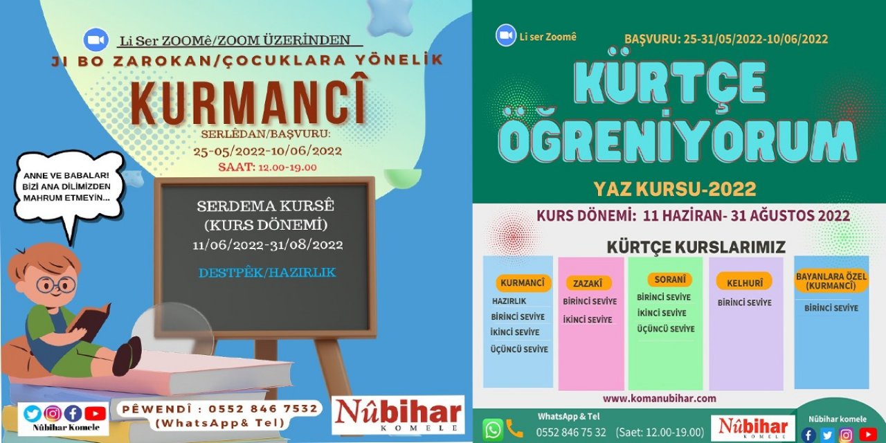 Nûbihar Derneği’nden Yaz Dönemi Kürtçe Kursları açıklaması
