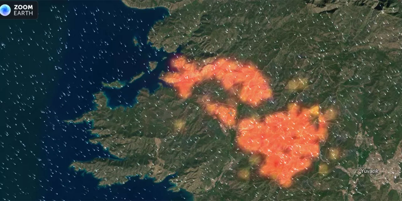 Marmaris yangını uydudan görüntülendi