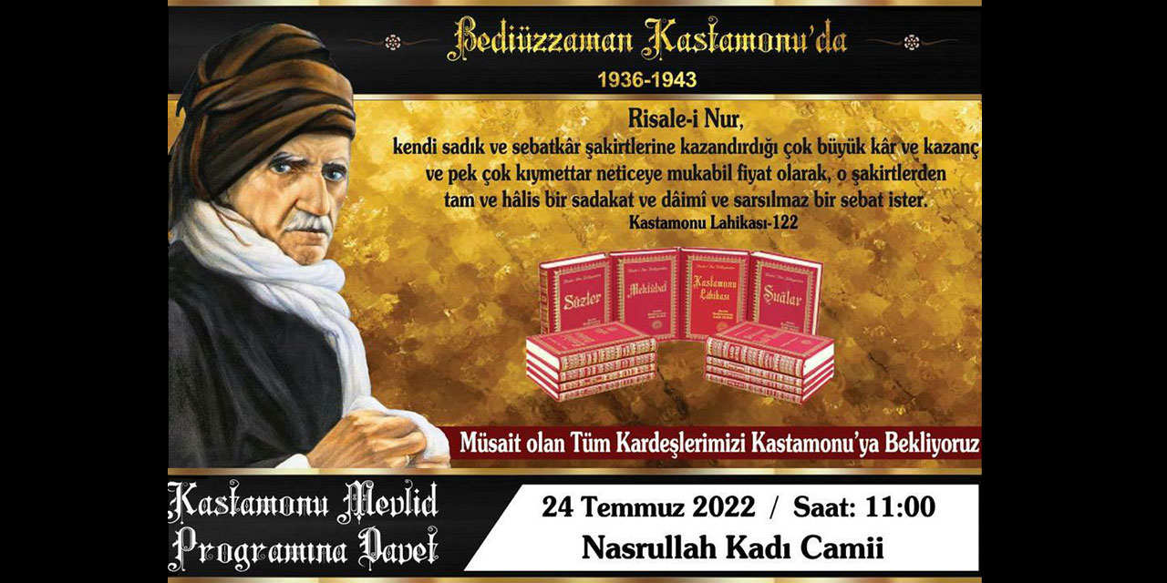 Kastamonu Bediüzzaman Mevlidi 24 Temmuz'da