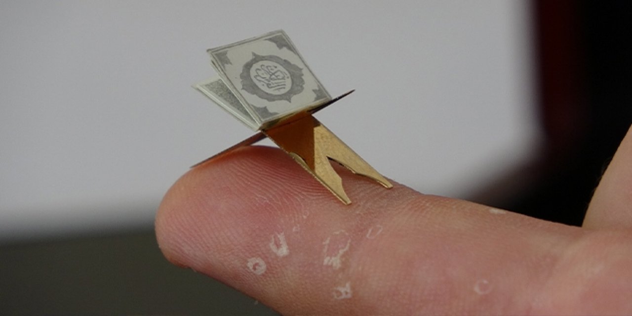 Gubari hat sanatçısından dünyanın en küçük Kur'an-ı Kerimi