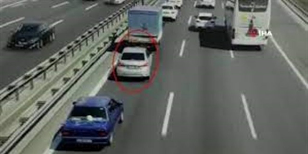 Emniyet şeridini işgal edenler dronla yakalandı