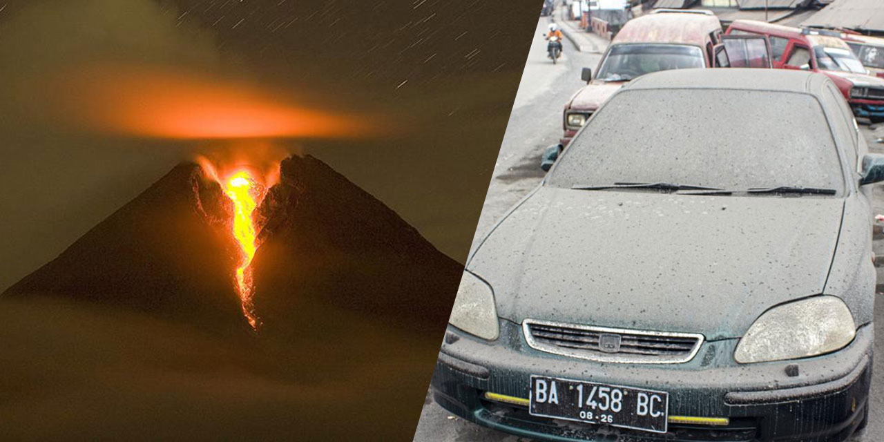 Yanardağdan püsküren küller şehri kapladı