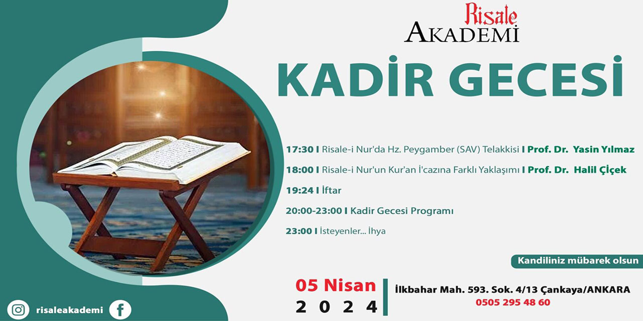 Risale Akademi'de Kadir Gecesi programı