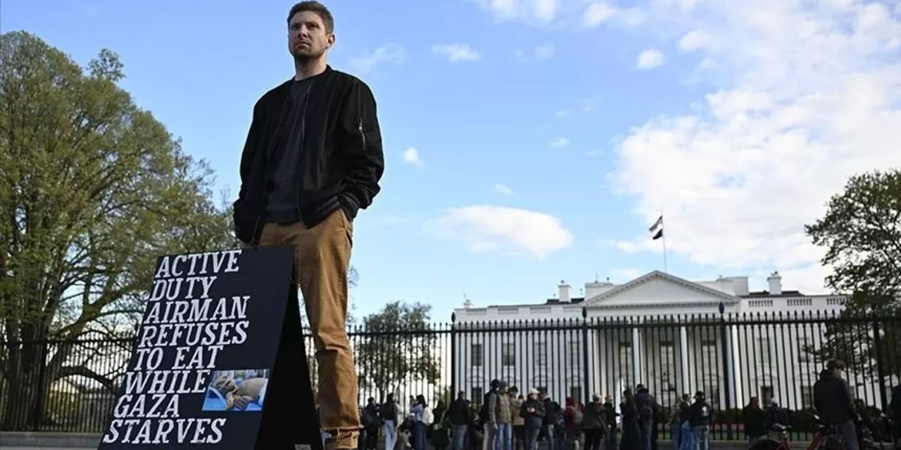 ABD'li asker, Gazze için Beyaz Saray önünde açlık grevi yapıyor