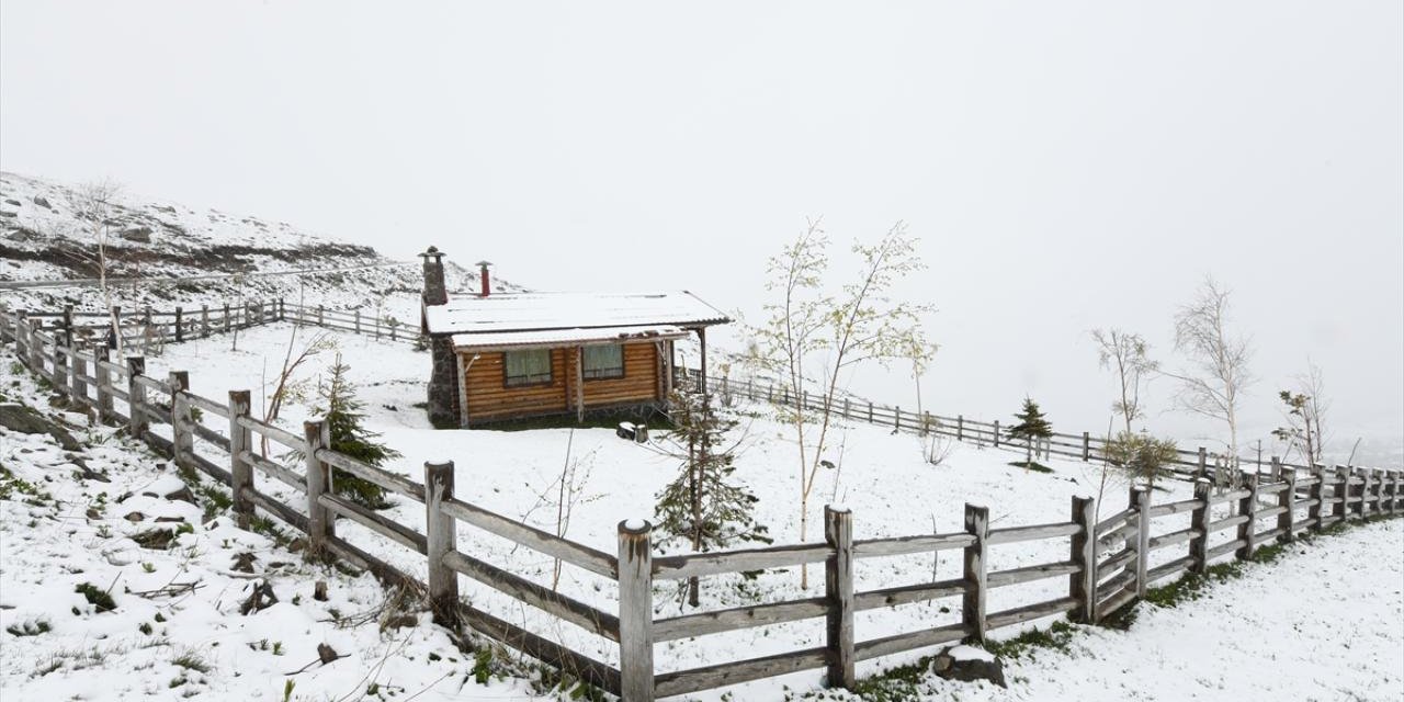 Trabzon yaylaları mayısın ortasında beyaz rahmete büründü