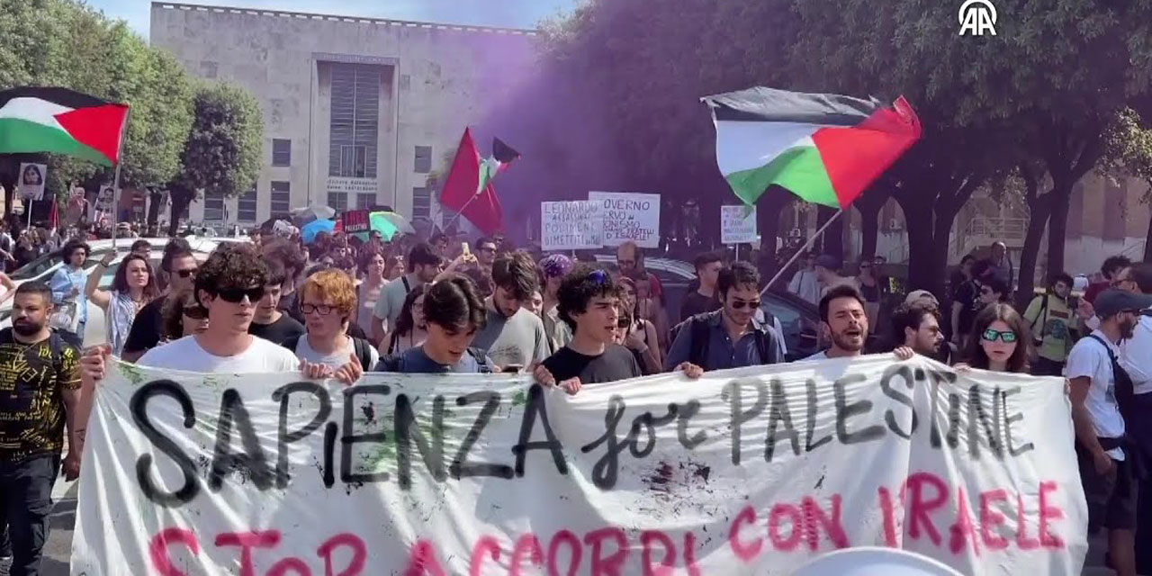 İtalya'da üniversiteliler Filistin için büyük mücadele veriyor